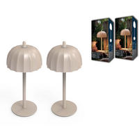 LED-TISCHLEUCHTE Umbrella schwarz 21cm Metall 2er-Set beige - Beige, Metall (10/10/21cm) - Northpoint