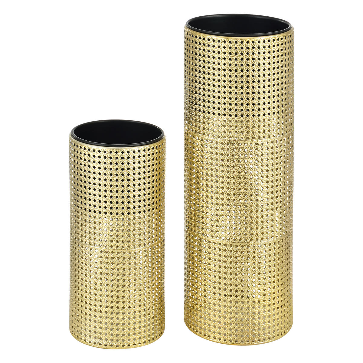PFLANZENSTÄNDER-SET 2 TLG. Lüttich - Goldfarben/Schwarz, Metall (24/66/24cm) - [en.casa]