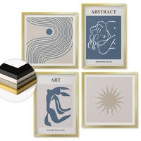 WANDBILDER 4er Set - 50x50 cm & 40x60 cm Goldrahmen - Matisses stilvolle abstrakte Muster - Goldfarben, Kunststoff (50/50cm) - ArtPrintCave
