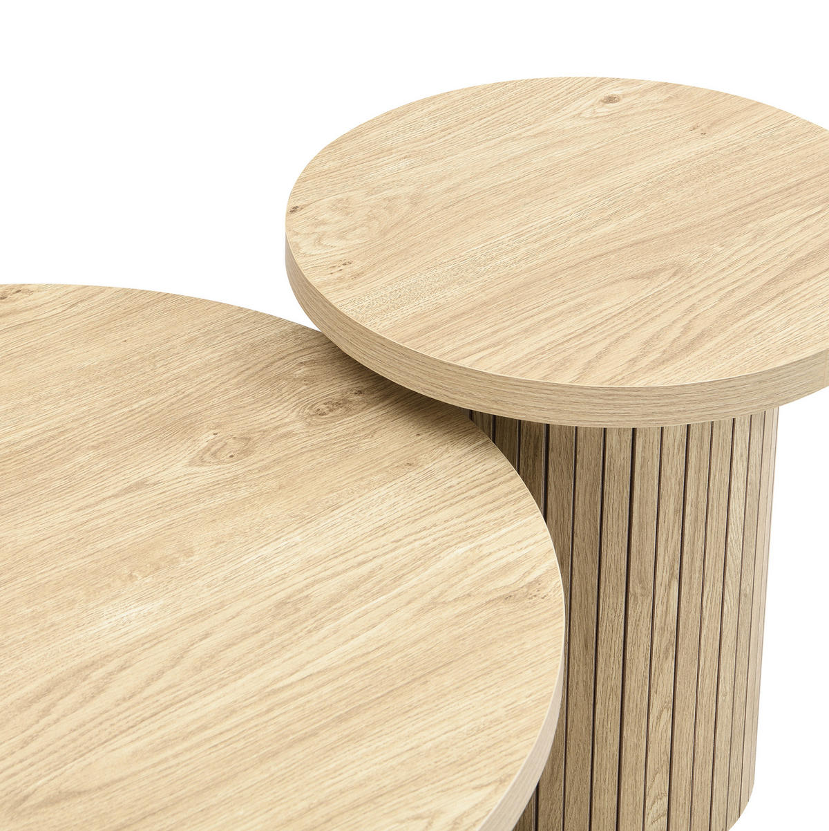 SADA konferenčních stolků 66/66/40 cm přírodní z MDF zasouvací - přírodní, kompozitní dřevo (66/66/40cm) - OKWISH