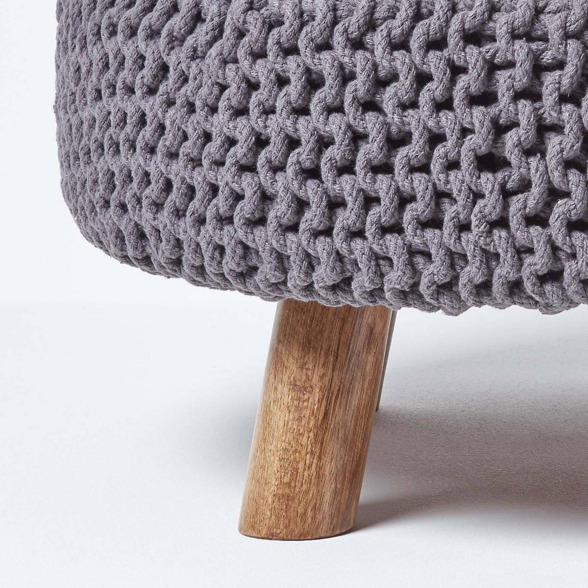 STRICK-HOCKER grau, rund 62/62/30 cm - Grau, Textil (62/30/62cm) - Homescapes