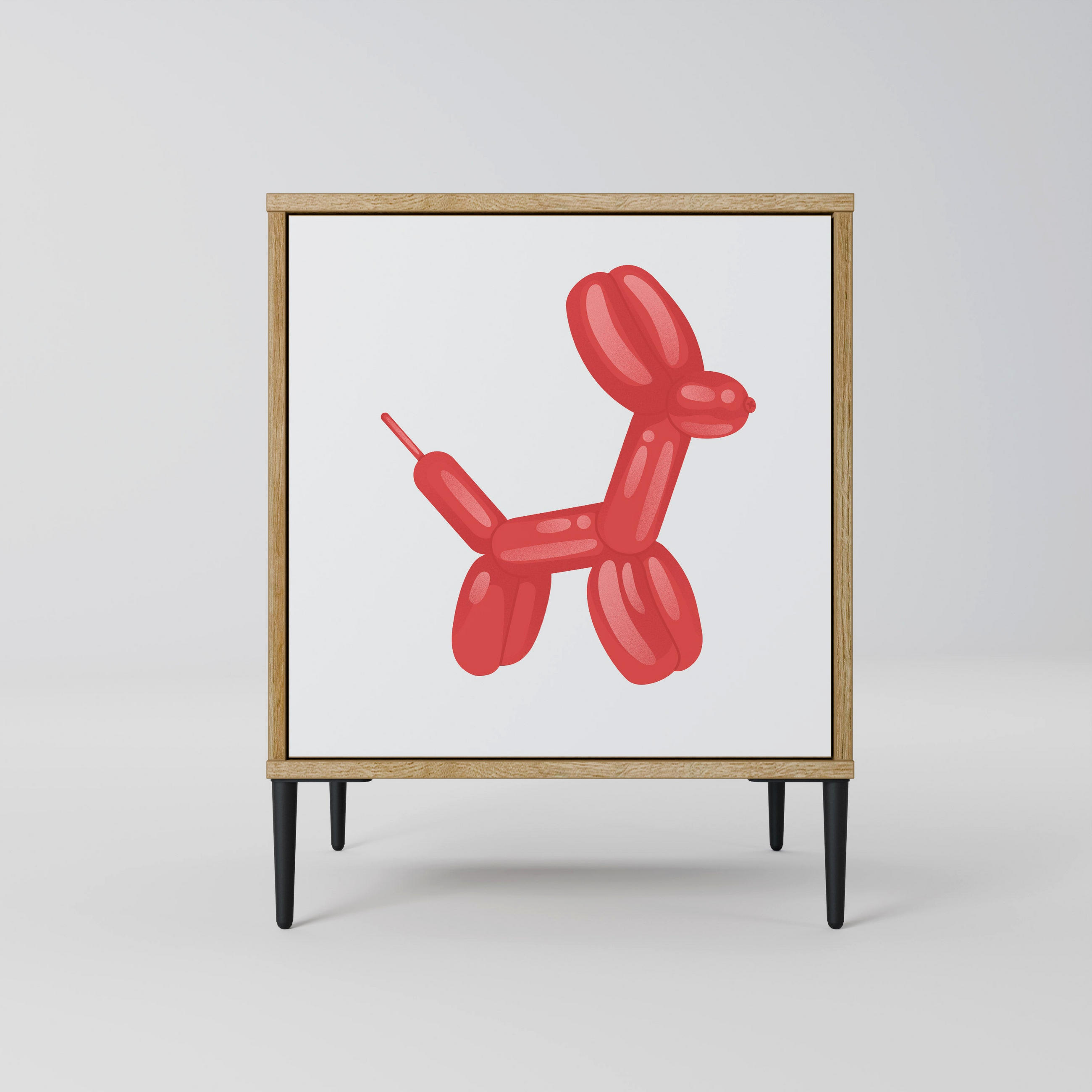 SIDEBOARD CHILDHOOD MEMORY, Eichefarben, 57,5x42x72,5 cm, Schwarze Metallfüße - Eichefarben/Multicolor, Holzwerkstoff/Metall (57.5/72.5/42cm) - SpaceRebels