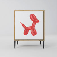 SIDEBOARD CHILDHOOD MEMORY, Eichefarben, 57,5x42x72,5 cm, Schwarze Metallfüße - Eichefarben/Multicolor, Holzwerkstoff/Metall (57.5/72.5/42cm) - SpaceRebels