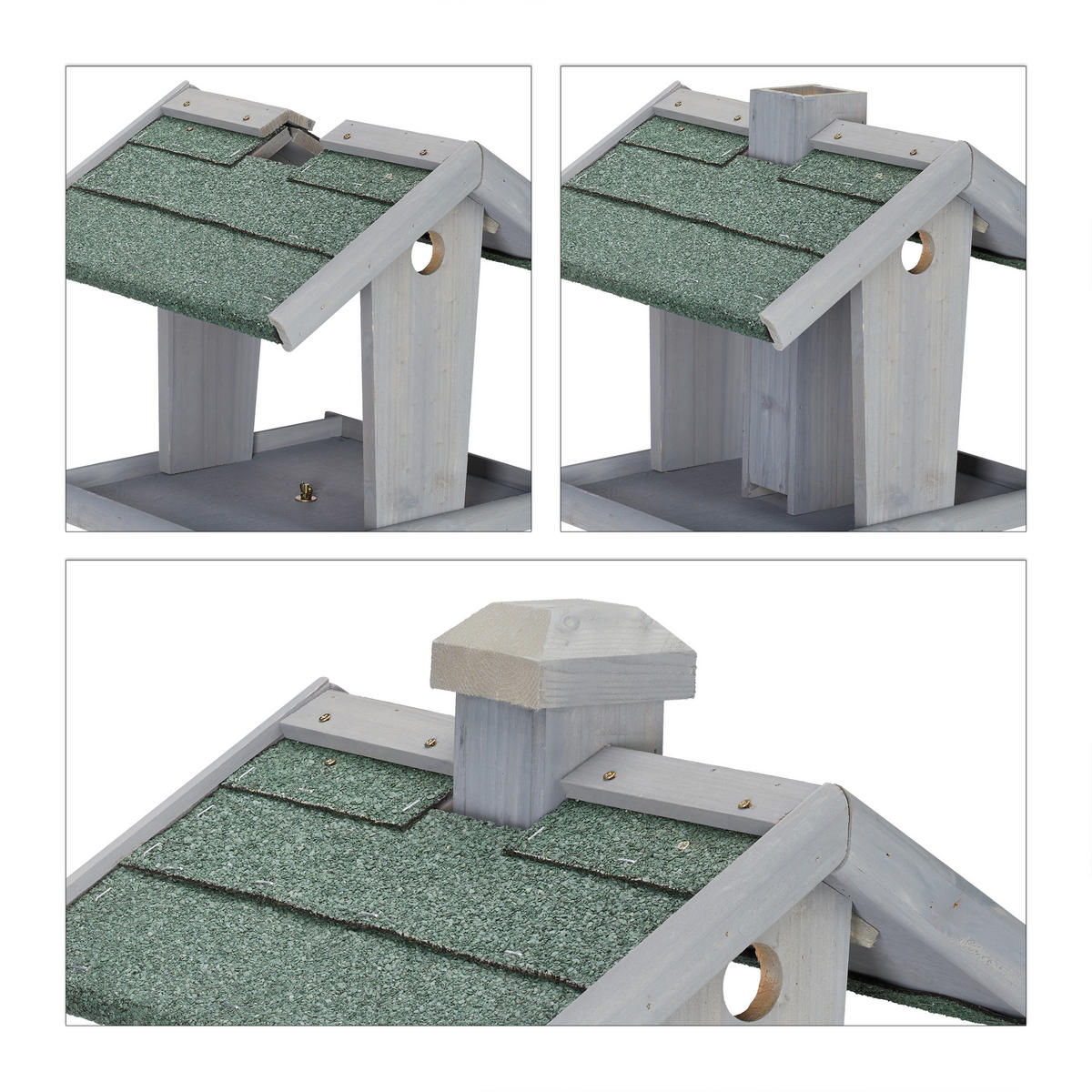 VOGELFUTTERHAUS - Grau, Holz (67/135/56cm) - Relaxdays