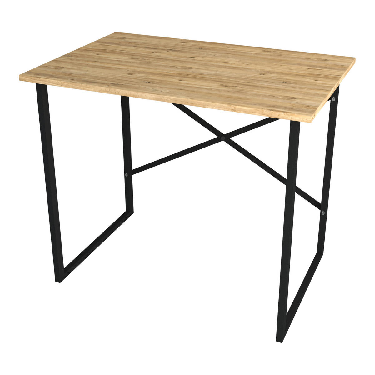 SCHREIBTISCH Tjeldsund - Eichefarben/Schwarz, Holzwerkstoff/Metall (60/90/74cm) - [en.casa]