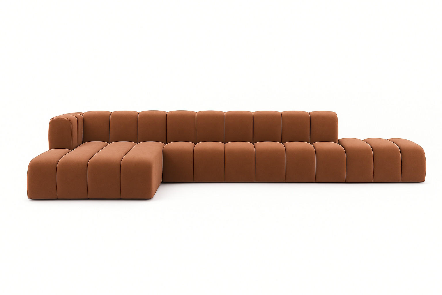ECKSOFA Mit Hocker GRAND L, Stoff Salvador, Dunkelbraun, Links - Dunkelbraun, Holz (386/179cm) - Kaiser Möbel