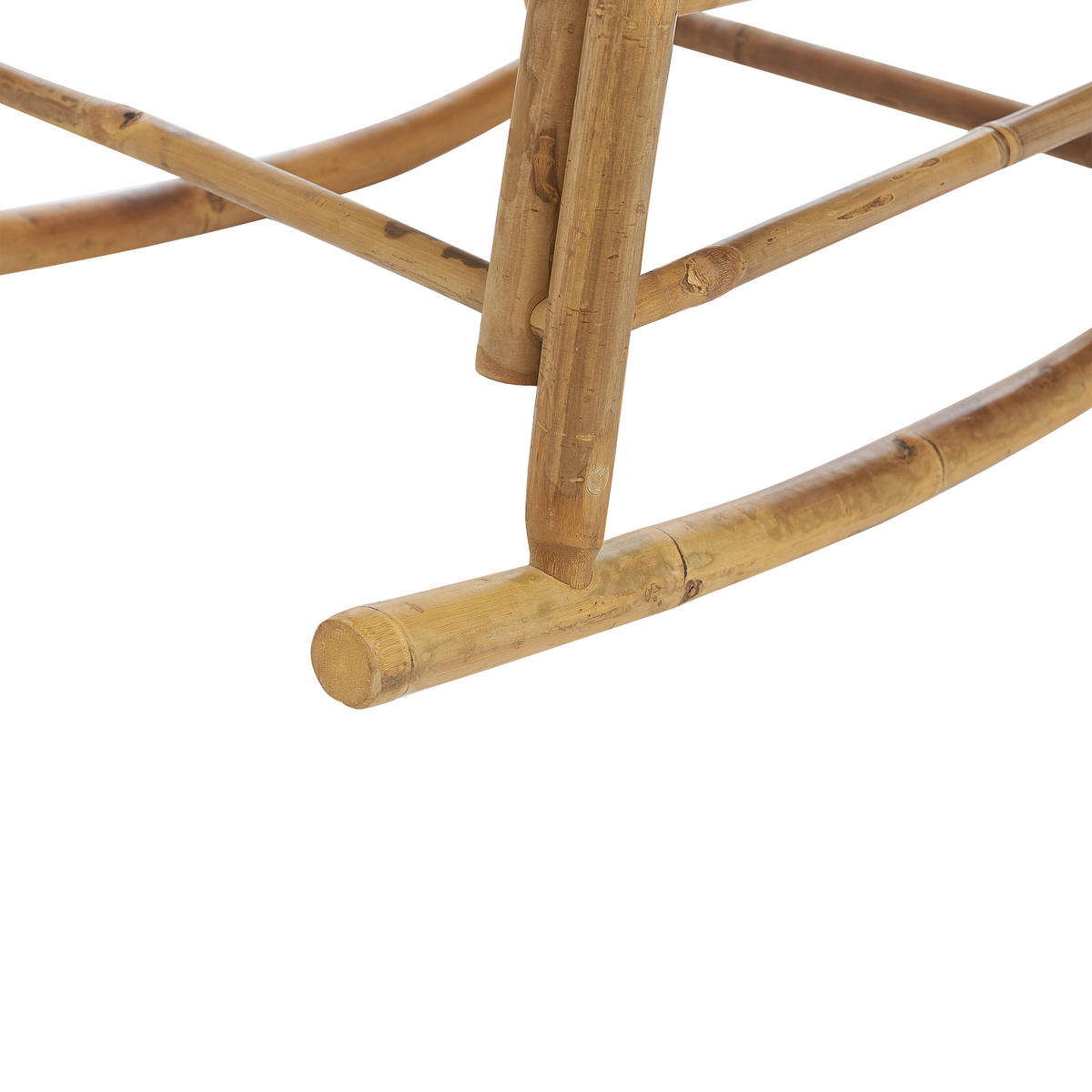 SCHAUKELSTUHL Bambusholz hellbraun Auflage cremeweiß Frigole - Hellbraun/Weiß, Holz (56/87/42cm) - Beliani