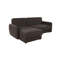 ECKSOFA Lupo Braun - Khaki Mikrofaser - Dunkelbraun/Schwarz, Holz/Kunststoff (232/147cm) - S-Style Möbel