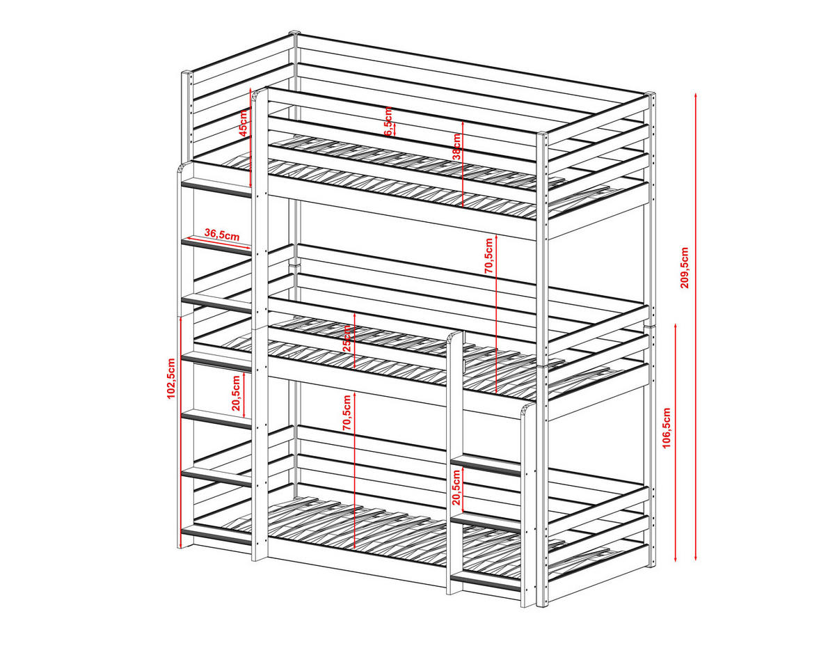 ETAGENBETT WEIß - Weiß, Holz (90/200cm) - FURNLUX