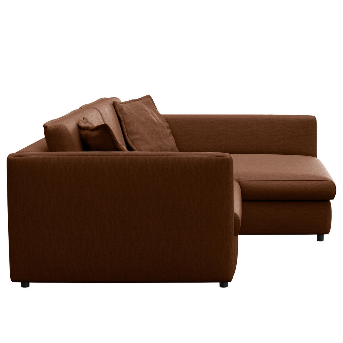 ECKSOFA mit Longchair - Schwarz/Braun, Kunststoff/Textil (290/183cm) - home24