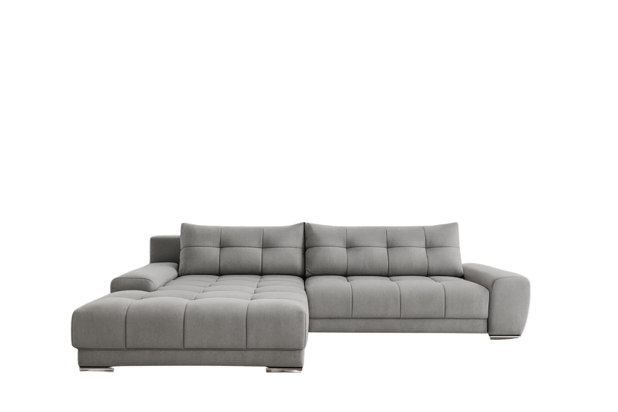 ECKSOFA WAVE Mit Schlaffunktion, Stoff SORO, Hellgrau Links - Hellgrau, Holz (105/281cm) - Kaiser Möbel