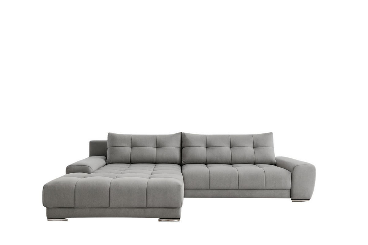 ECKSOFA WAVE Mit Schlaffunktion, Stoff SORO, Hellgrau Links - Hellgrau, Holz (105/281cm) - Kaiser Möbel