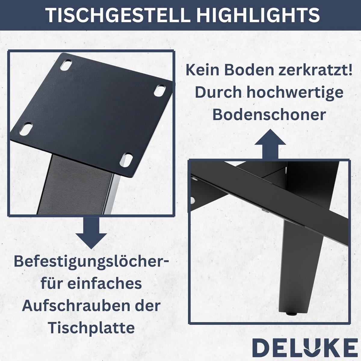 TISCHGESTELL Metall SIDER Schwarz 72x80x160 cm - Schwarz, Metall (160/72/80cm) - DELUKE