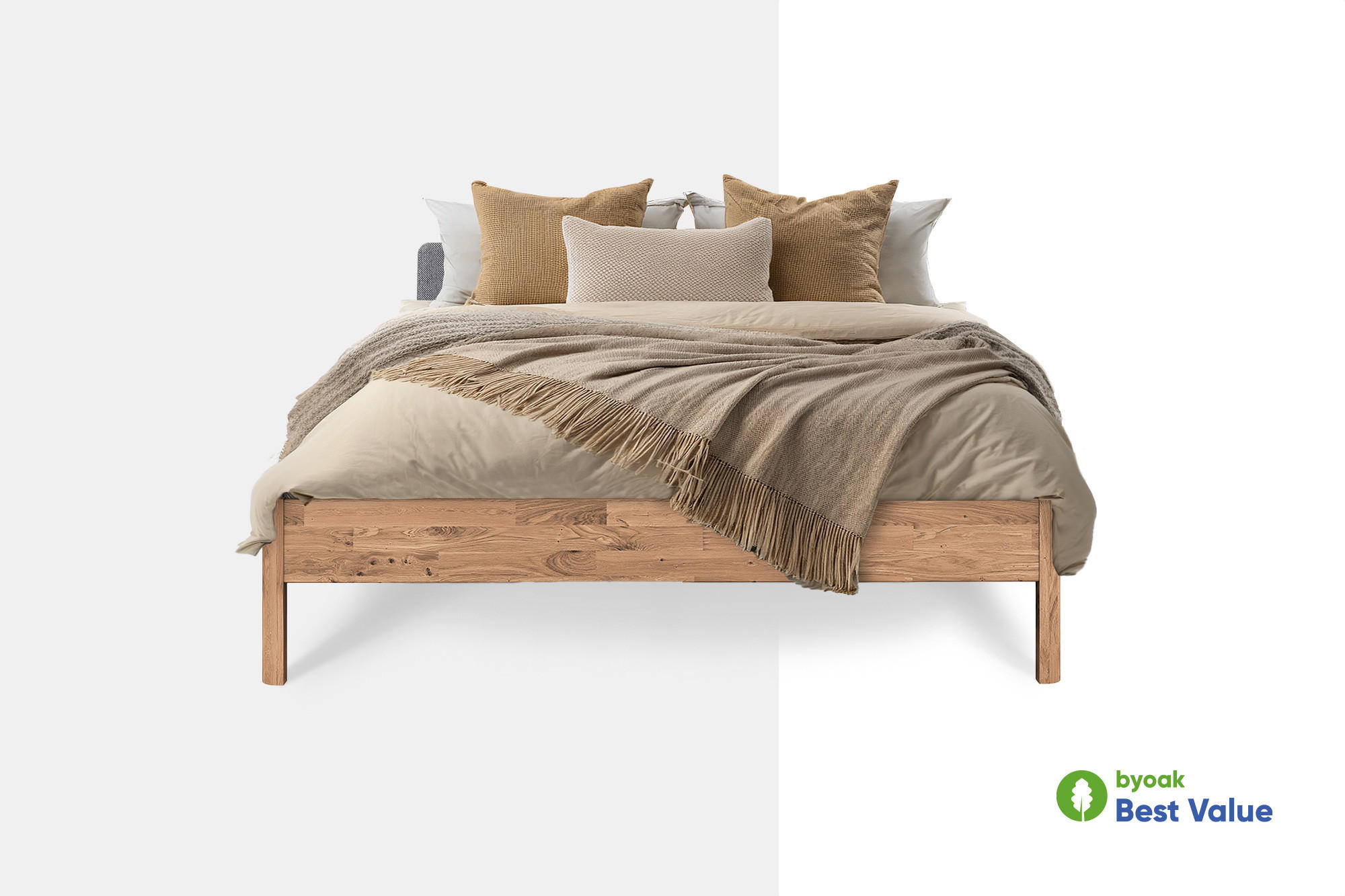 MASSIVHOLZBETT PENNY 160x200 MIT POLSTERKOPFTEIL Wildeiche - Wildeiche, Holz (160/200cm) - byoak