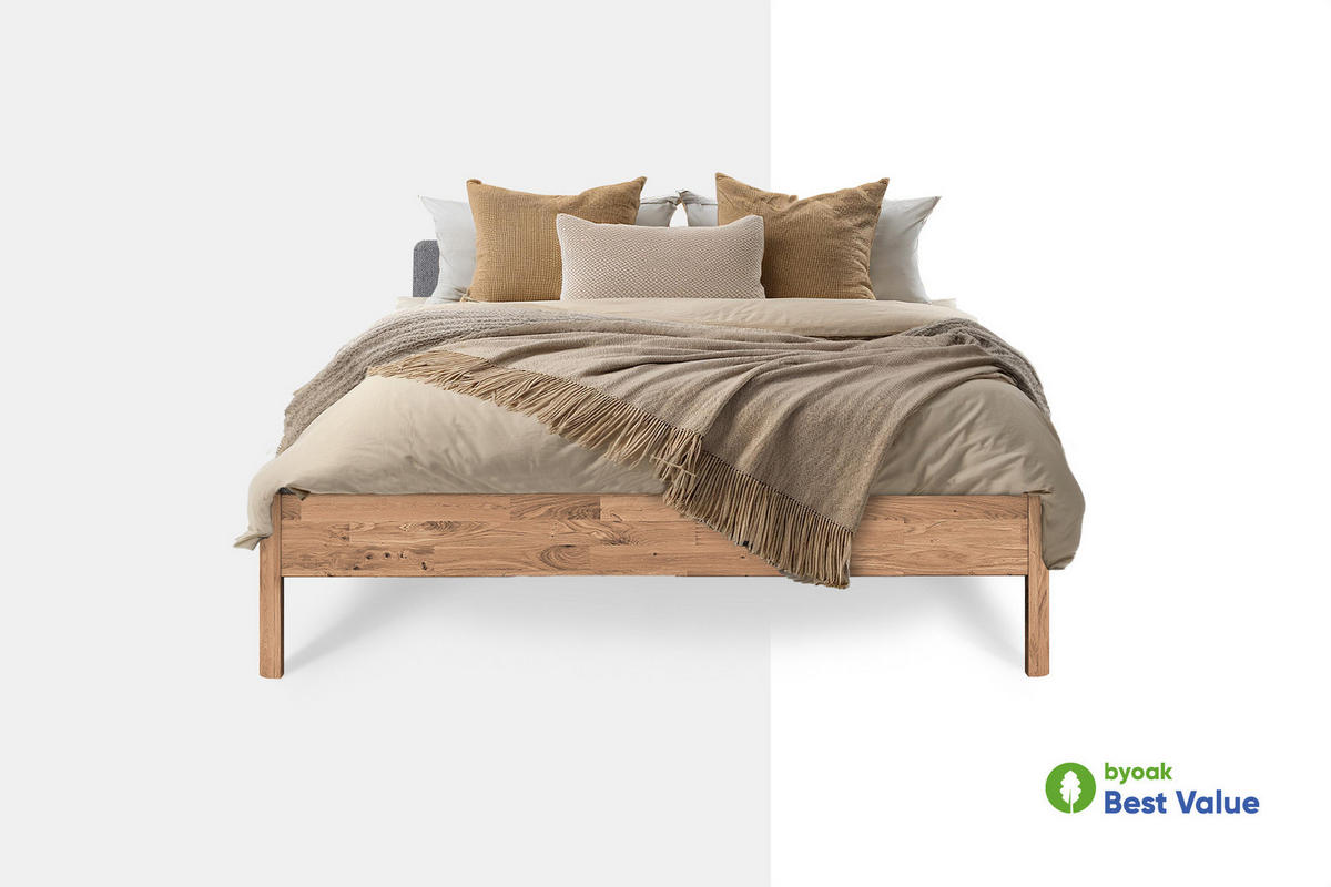 MASSIVHOLZBETT PENNY 180x200 MIT POLSTERKOPFTEIL Wildeiche - Wildeiche, Holz (180/200cm) - byoak