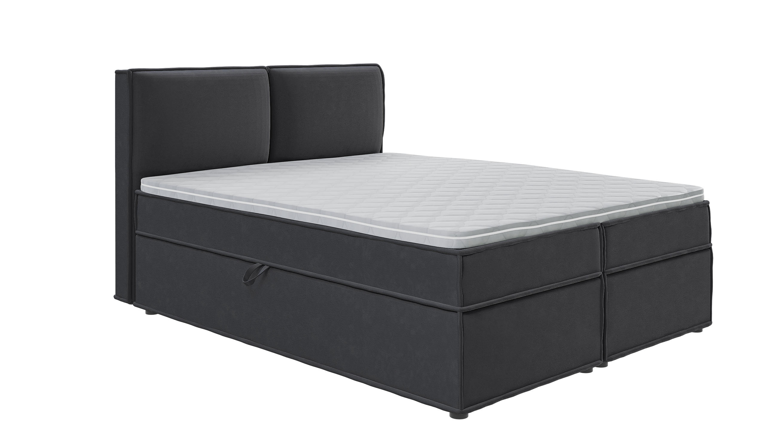 BOXBETT Eclipse 160/200 cm Graphit Luxusmicrofaser - Graphitfarben/Schwarz, Holz/Kunststoff (160/200cm) - S-Style Möbel