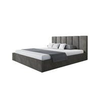POLSTERBETT TOKIO SLIM, 140 x 200 cm mit Bettkasten und Lattenrost aus Holz, Farbe: Grau, Velourestoff - Grau, Holz/Kunststoff (140/200cm) - Alpi-Möbel