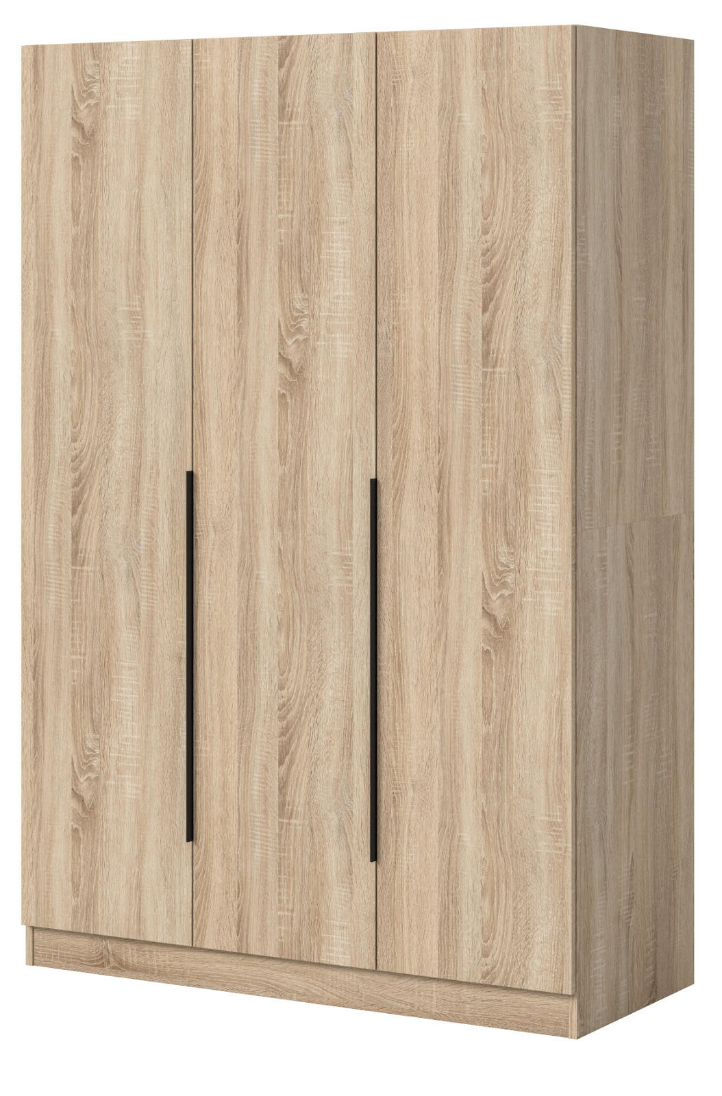 KLEIDERSCHRANK Eiche Sonoma 3-türig 120 x 181 cm, Drehtürenschrank mit zusätzlichen Einlegeböden - Eichefarben/Schwarz, Holzwerkstoff/Kunststoff (120/181/52cm) - Inn.Furn