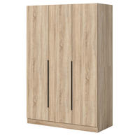 KLEIDERSCHRANK Eiche Sonoma 3-türig 120 x 181 cm, Drehtürenschrank mit zusätzlichen Einlegeböden - Eichefarben/Schwarz, Holzwerkstoff/Kunststoff (120/181/52cm) - Inn.Furn