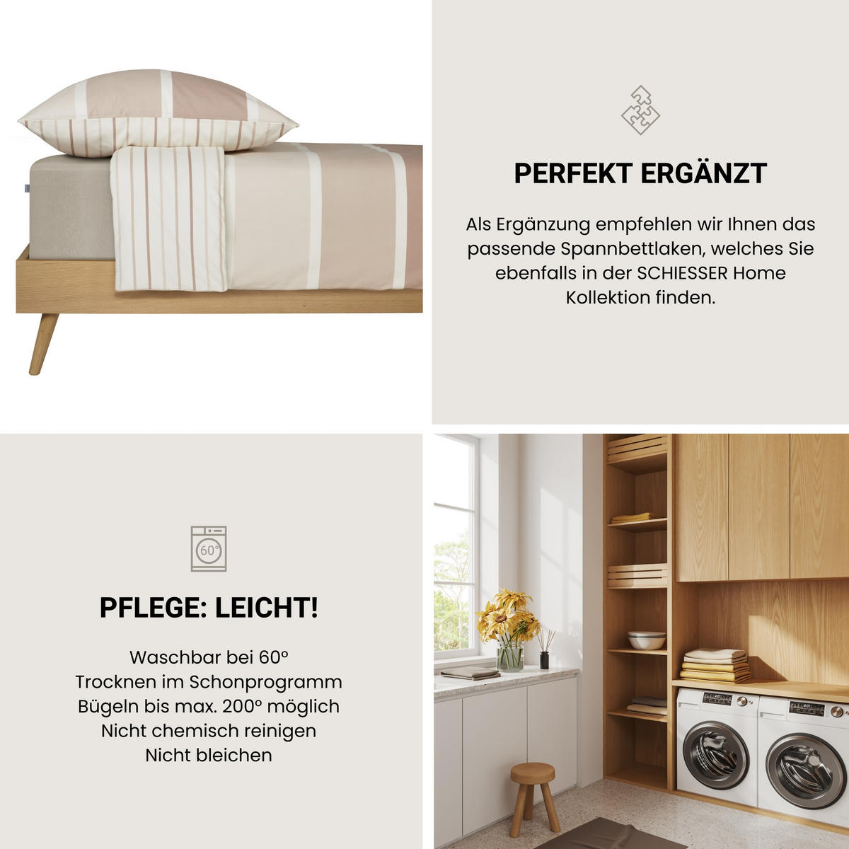 BETTWÄSCHESET Brody - Feinbiber - 2-teilig - 135 x 200 cm - Taupe - Taupe, Textil (135/200cm) - SCHIESSER