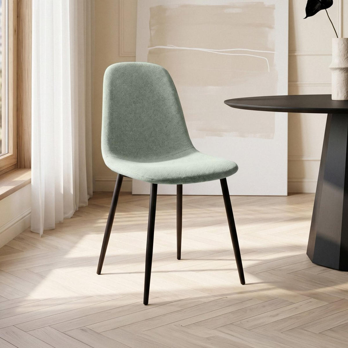 ESSZIMMERSTUHL Ellis Grün 43 cm x 87 cm 4er-Set - Schwarz/Grün, Textil (43/87/54cm) - Klast Home