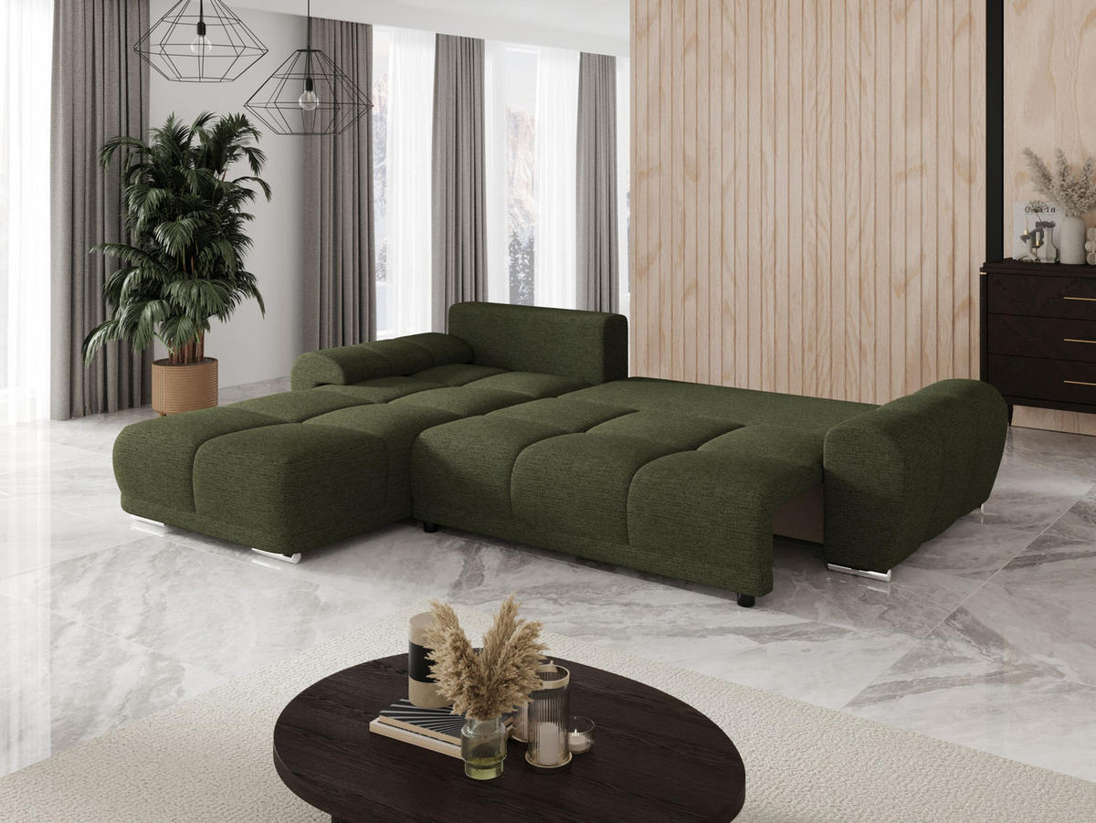 ECKSOFA BEGA L Links ARAGON 39 mit Schlaffunktion - Grün, Textil (289/185cm) - Bedante