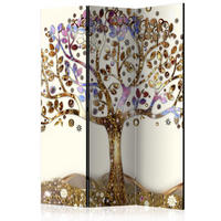 PARAVENT Einseitig Bedruckter 3-tlg 135x172 cm Goldener Baum - Multicolor, Holz/Textil (135/172/3cm) - Muralo