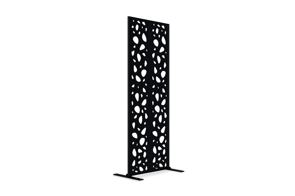 SICHTSCHUTZ PANEEL Sunny schwarz H.160cm mit Mustern an den Seiten - Schwarz, Metall (60/160cm) - Casanoov