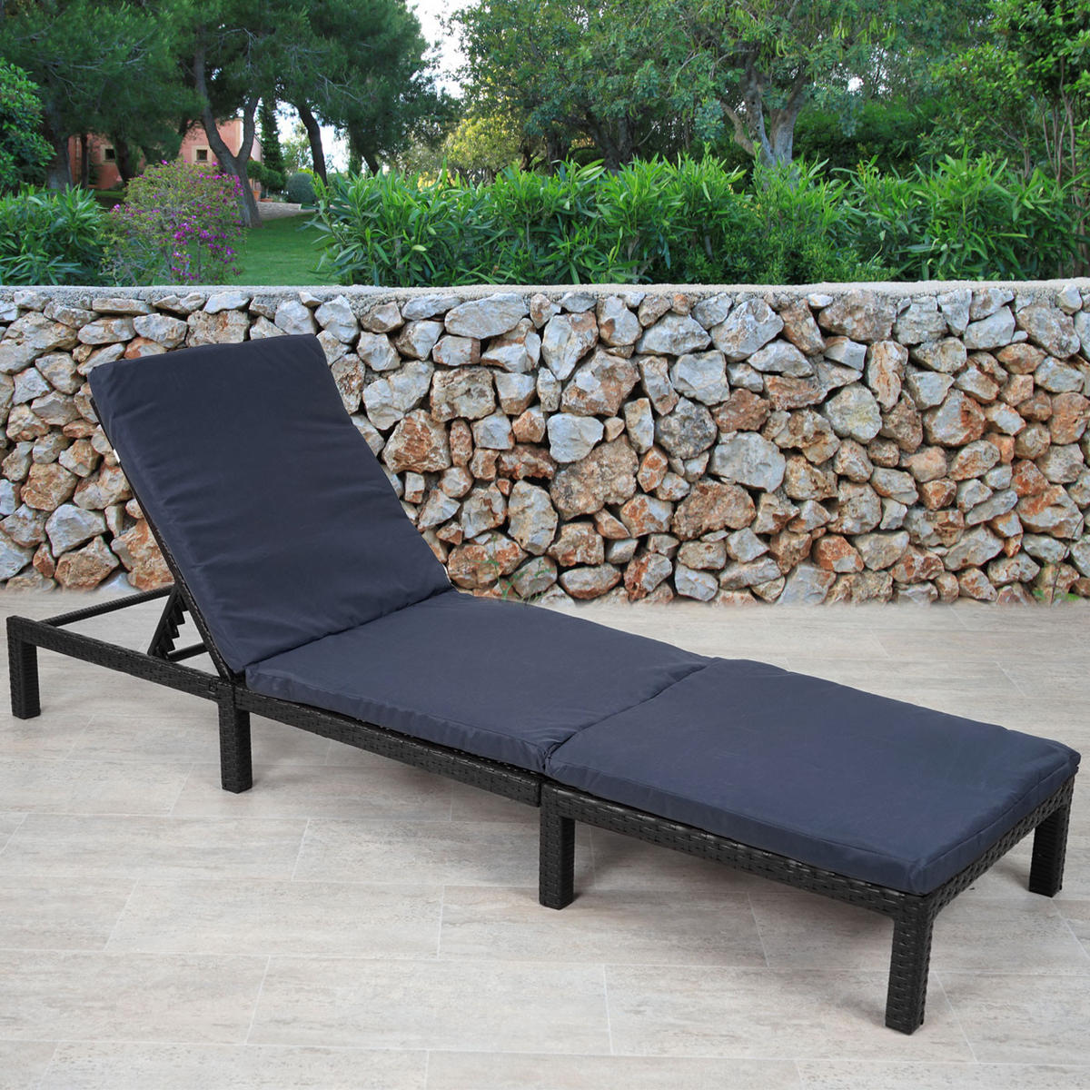 POLY-RATTAN SONNENLIEGE BASIC Anthrazit, Grau - Anthrazit/Grau, Kunststoff (60/71/198cm) - MCW