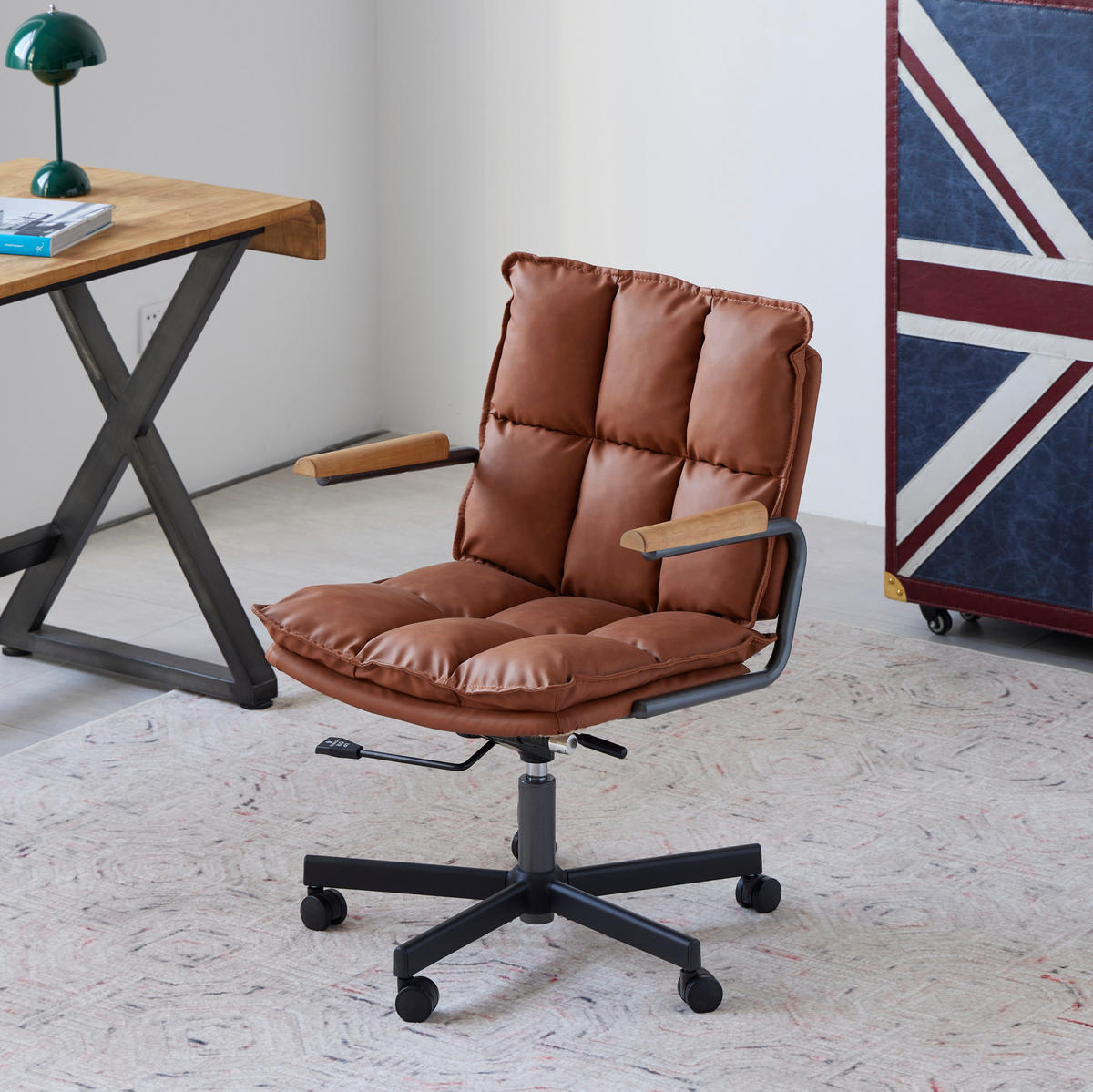 BÜROSTUHL in Braun 46x65x72 cm, höhenverstellbar und um 360° drehbar - Braun, Leder (65/72/46cm) - IVMEU