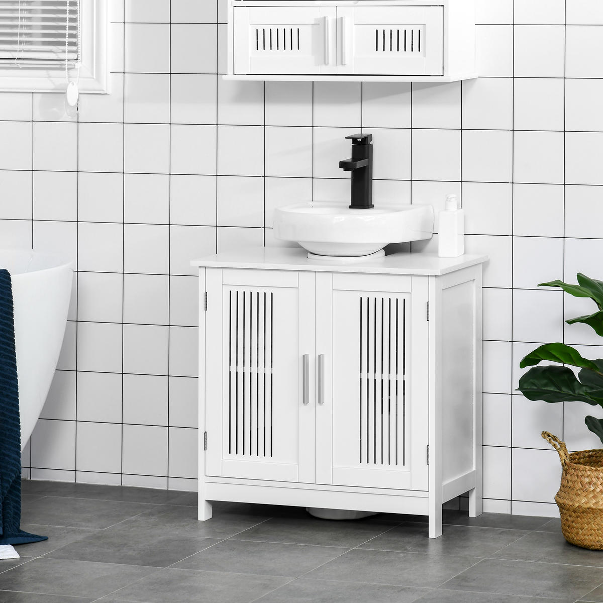BADEZIMMER Unterschrank für Waschbecken 60/30/60 cm Weiß - Weiß, Kunststoff (60/60/30cm)