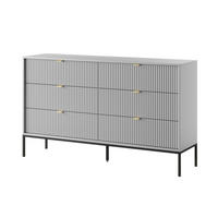 SIDEBOARD STELLARE 154/91/39 cm mit 6 Schubladen Grau - Grau, Holzwerkstoff (154/91/39cm) - MASSENO