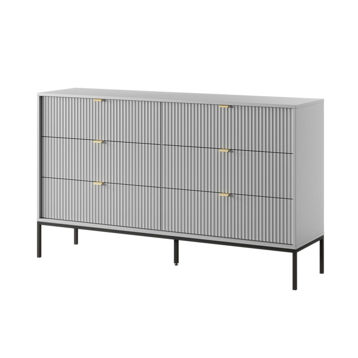 SIDEBOARD STELLARE 154/91/39 cm mit 6 Schubladen Grau - Grau, Holzwerkstoff (154/91/39cm) - MASSENO