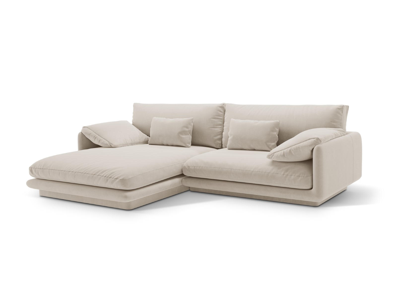 ECKSOFA links Torino aus Samt ecru 4 Sitzplätze - Ecru, Textil (170/250cm) - Micadoni