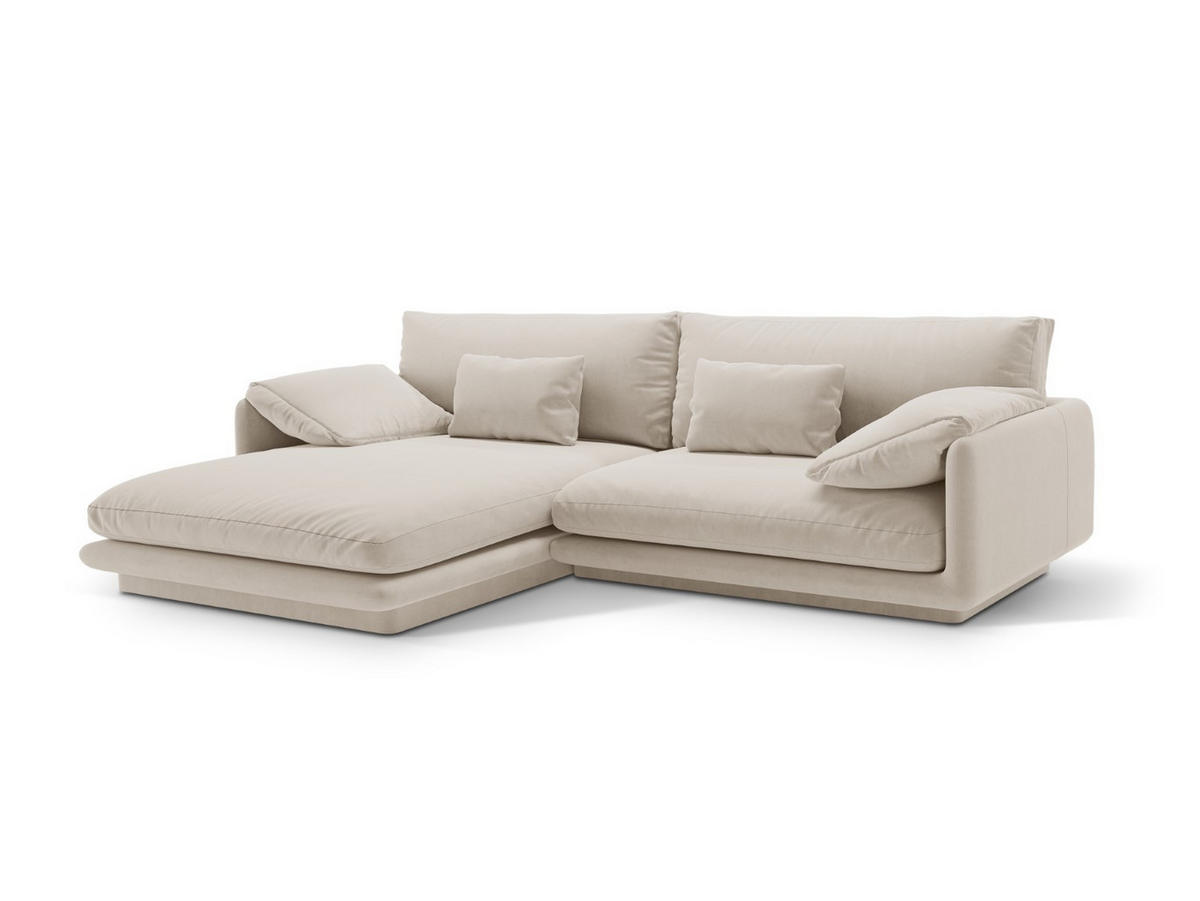 ECKSOFA links Torino aus Samt ecru 4 Sitzplätze - Ecru, Textil (170/250cm) - Micadoni