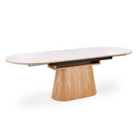 ESSTISCH Sirius weiß Marmor / Eiche Natur 160-240 / 90 / 77cm - Eichefarben/Weiß, Holz/Holzwerkstoff (90/240/77cm) - Feldmann-Wohnen