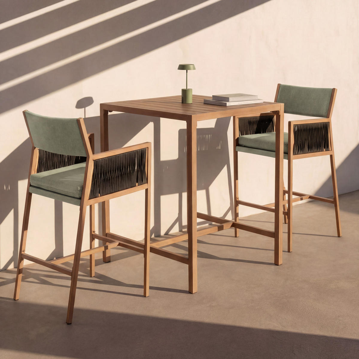 BARSET hranatý Green, sada 3 ks - zelená, textil (90/90/115cm) - MCW