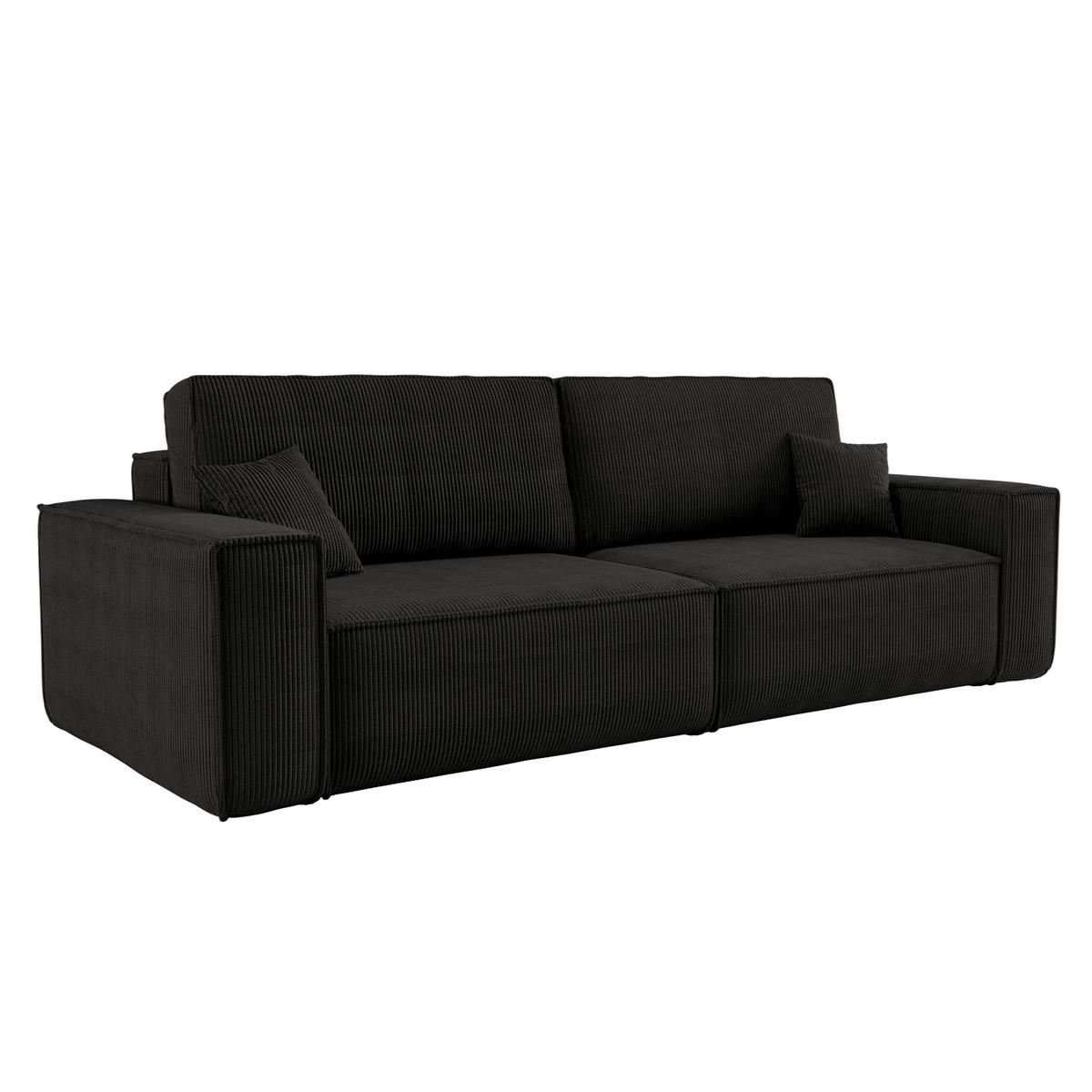 SCHLAFSOFA BEST und Bettkasten Stoff Cord-Poso Schwarz - Schwarz, Holz (246/83/98cm) - Kaiser Möbel