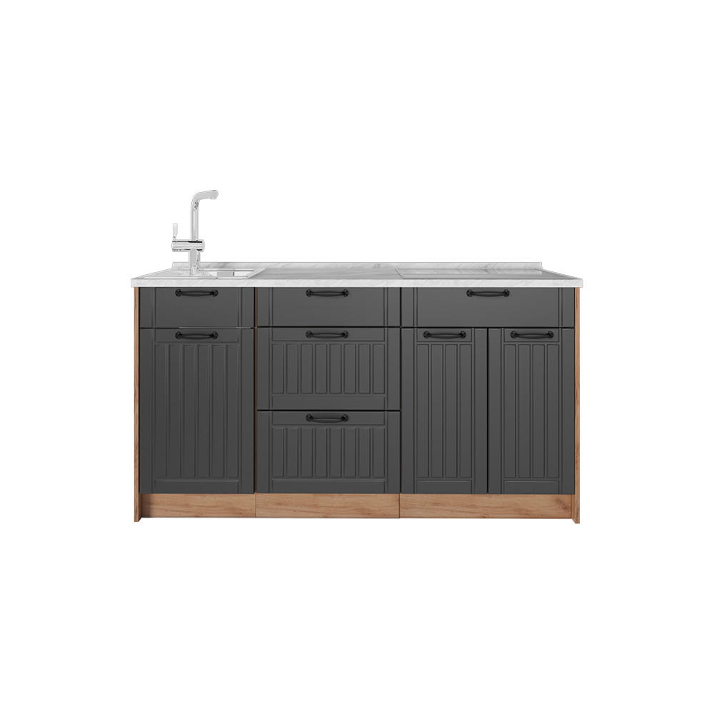 KUCHYNSKÝ BLOK Fame-Line, Tmavo-sivá, 150 cm, AP Marble - dub medový/tmavosivá, kompozitné drevo (150/82/60cm) - Vicco