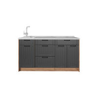 KUCHYNSKÝ BLOK Fame-Line, Tmavo-sivá, 150 cm, AP Marble - dub medový/tmavosivá, kompozitné drevo (150/82/60cm) - Vicco