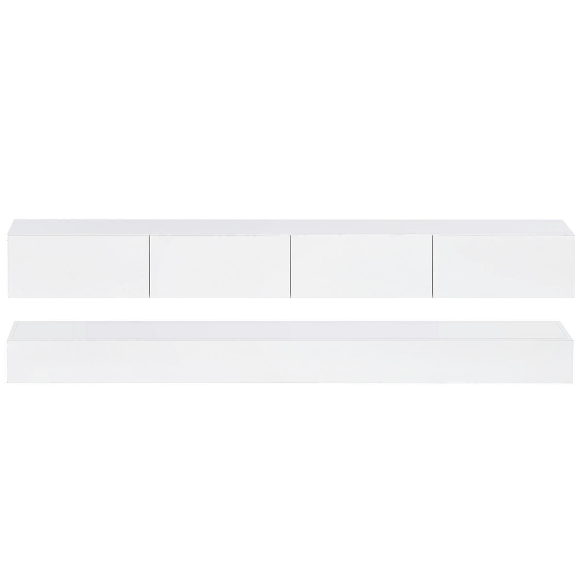 LOWBOARD 130/33/25 cm aus MDF mit LED-Beleuchtung und 4 Schubladen Weiß - Weiß, Holzwerkstoff (130/15/33cm) - Modenvie