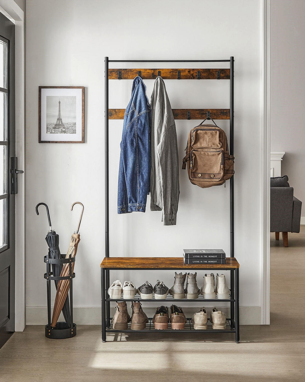GARDEROBENSTÄNDER MANCHESTER - Braun, Holzwerkstoff (85/175/32cm) - Hansiro