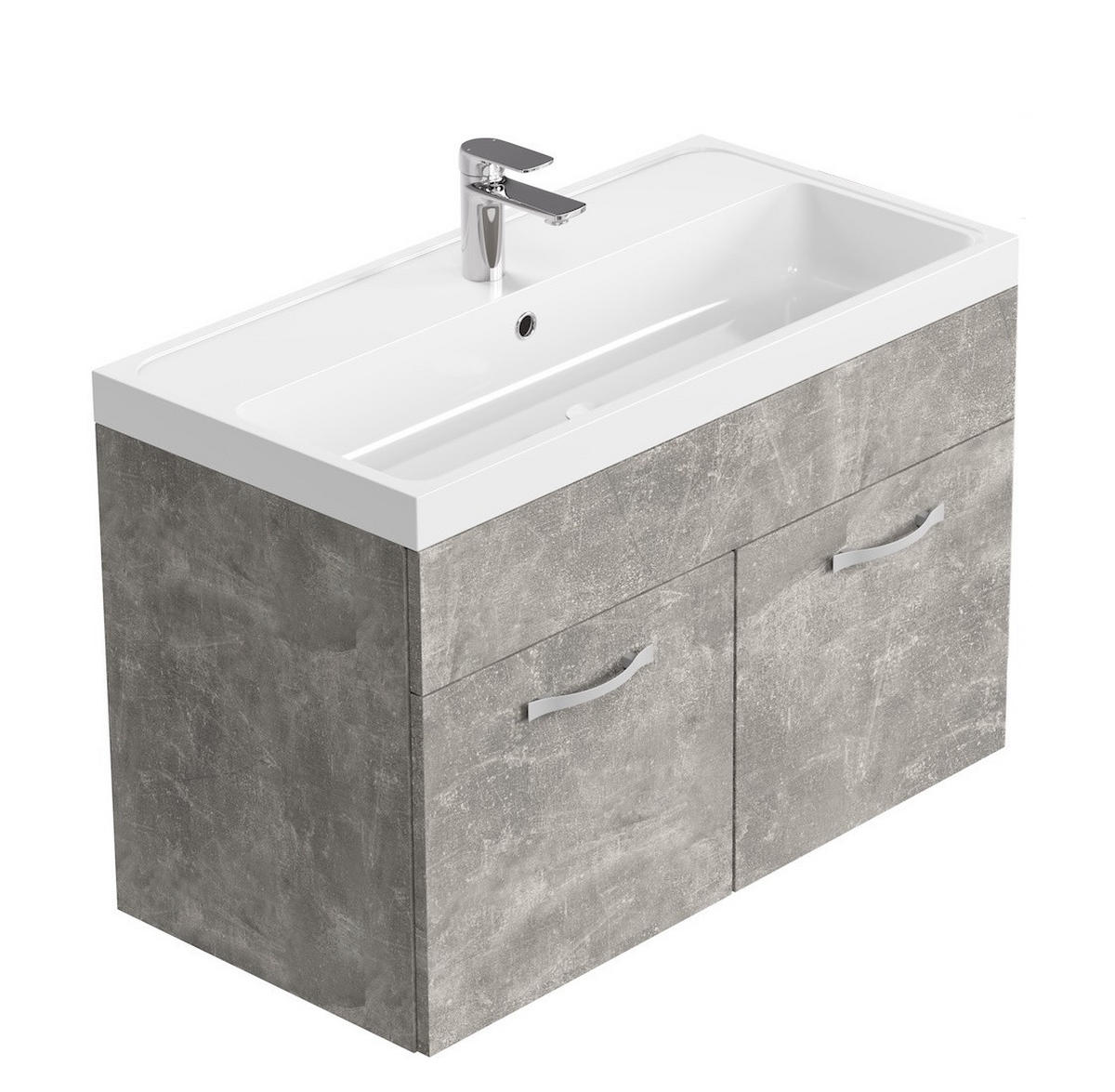 BADMÖBEL-SET Paso 2 Teile Beton Grau - 80 x 35 x 55 cm - Grau, Holz (80/55/40cm) - Badplaats