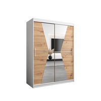 SCHWEBETÜRENSCHRANK 200/150/62 2-türig - Silberfarben/Eiche Artisan, Holz/Kunststoff (150/200/62cm) - Abiks Möbel