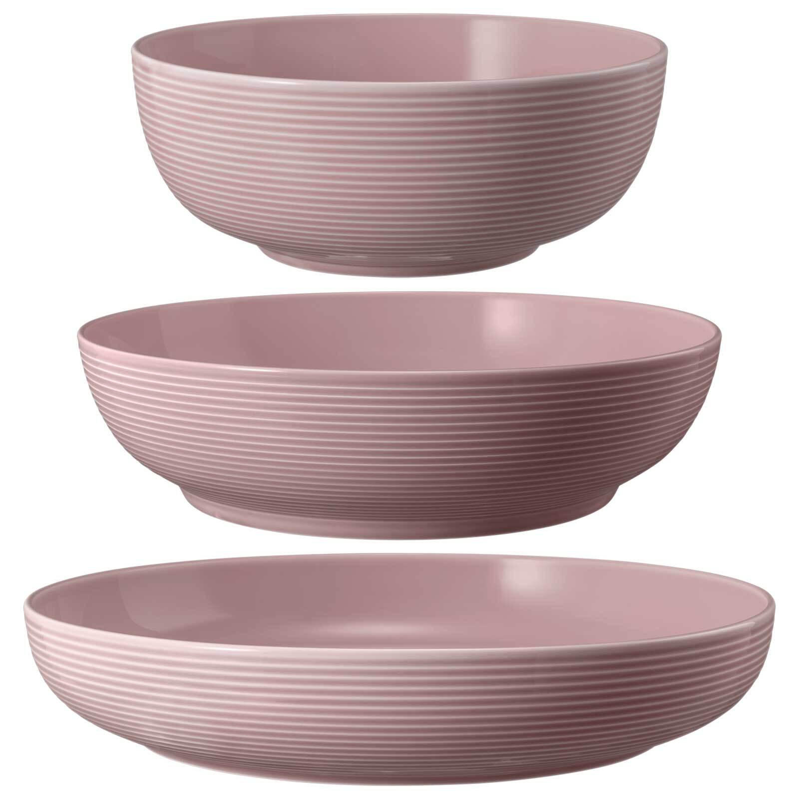 FOODBOWL Beat Color Glaze Altrosa 20/25/28 cm 3er Set - Dunkelrosa, Keramik (1cm) - Seltmann Weiden