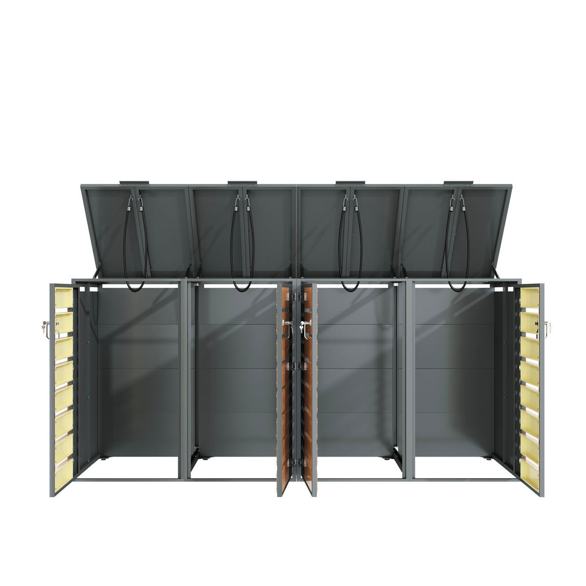 MÜLLTONNENBOX Vier Türen Holzmaserung/Grau - Braun, Metall (132/108/80cm) - ComfortXL