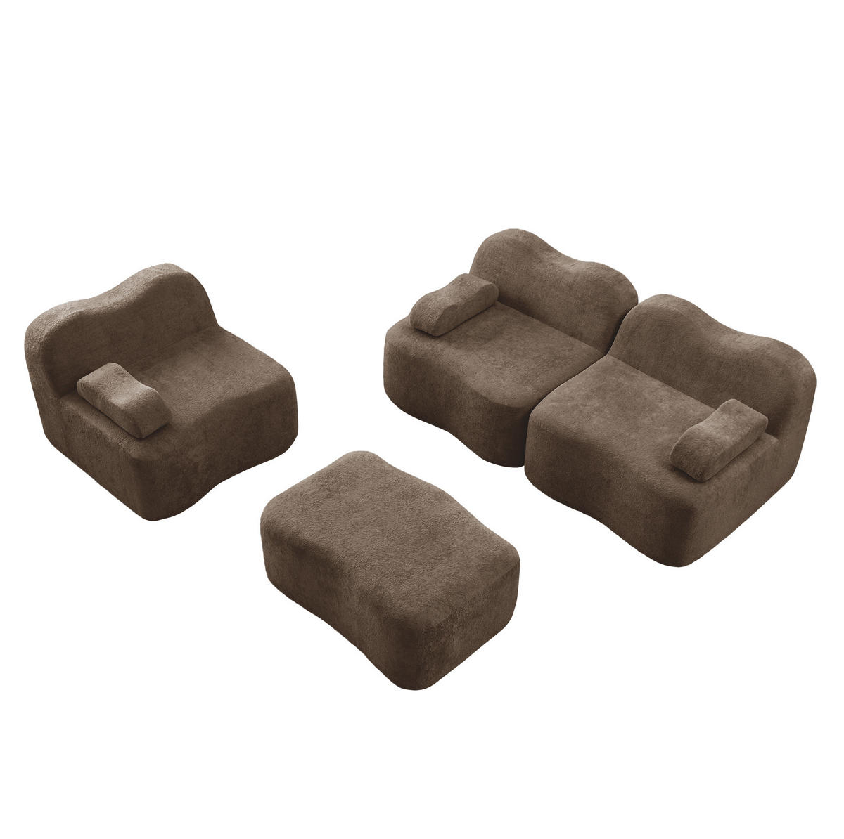 ECKSOFA 288/167/70 cm braun aus Samt mit modularer Ottomane und tiefer Sitzfläche - Braun, Textil (167/288cm) - OKWISH