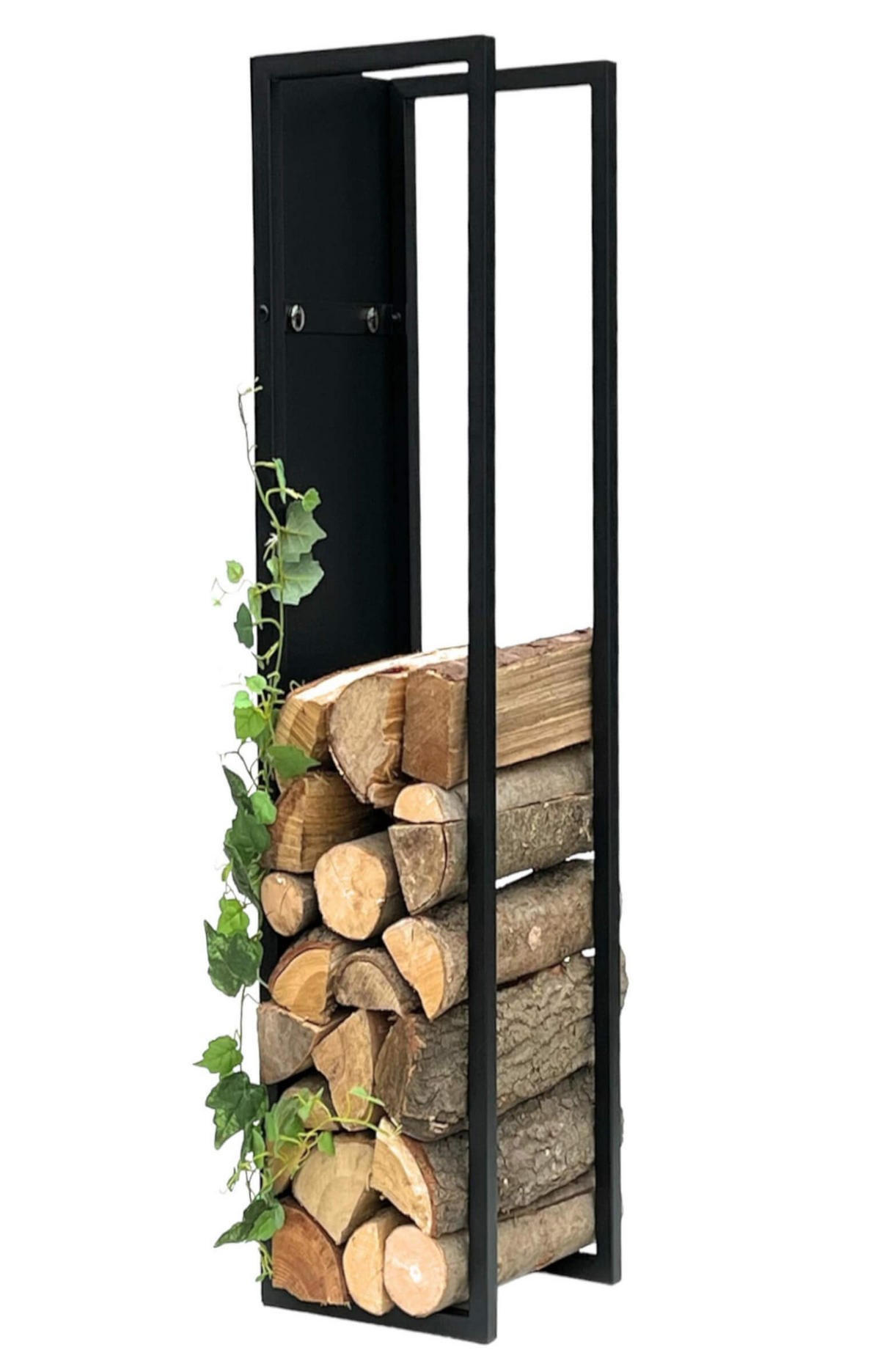 KAMINHOLZREGAL Wand Metall Schwarz 25/25/120 cm - Schwarz, Metall (25/120/25cm) - DanDiBo