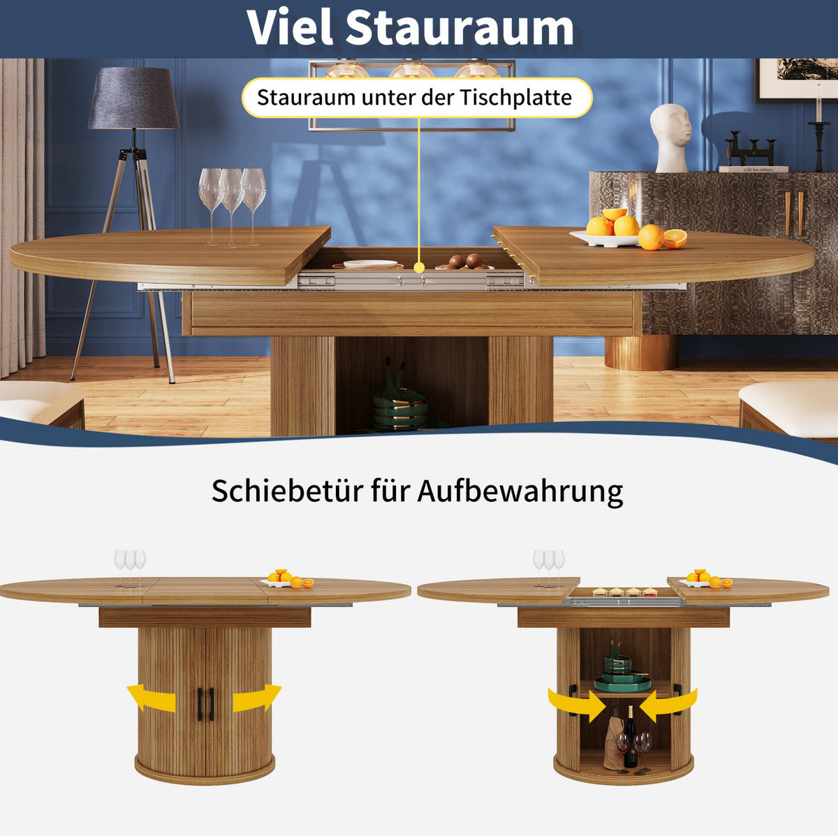 ESSTISCH 118/118/76,8 cm Walnuss aus MDF ausziehbar - Braun, Holzwerkstoff (118/118/76.8cm) - OKMYHOME