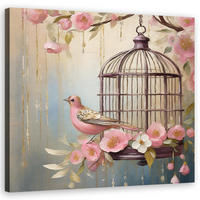 WANDBILD shabby chic vogel - Pink, Textil (50/50cm) - Feeby